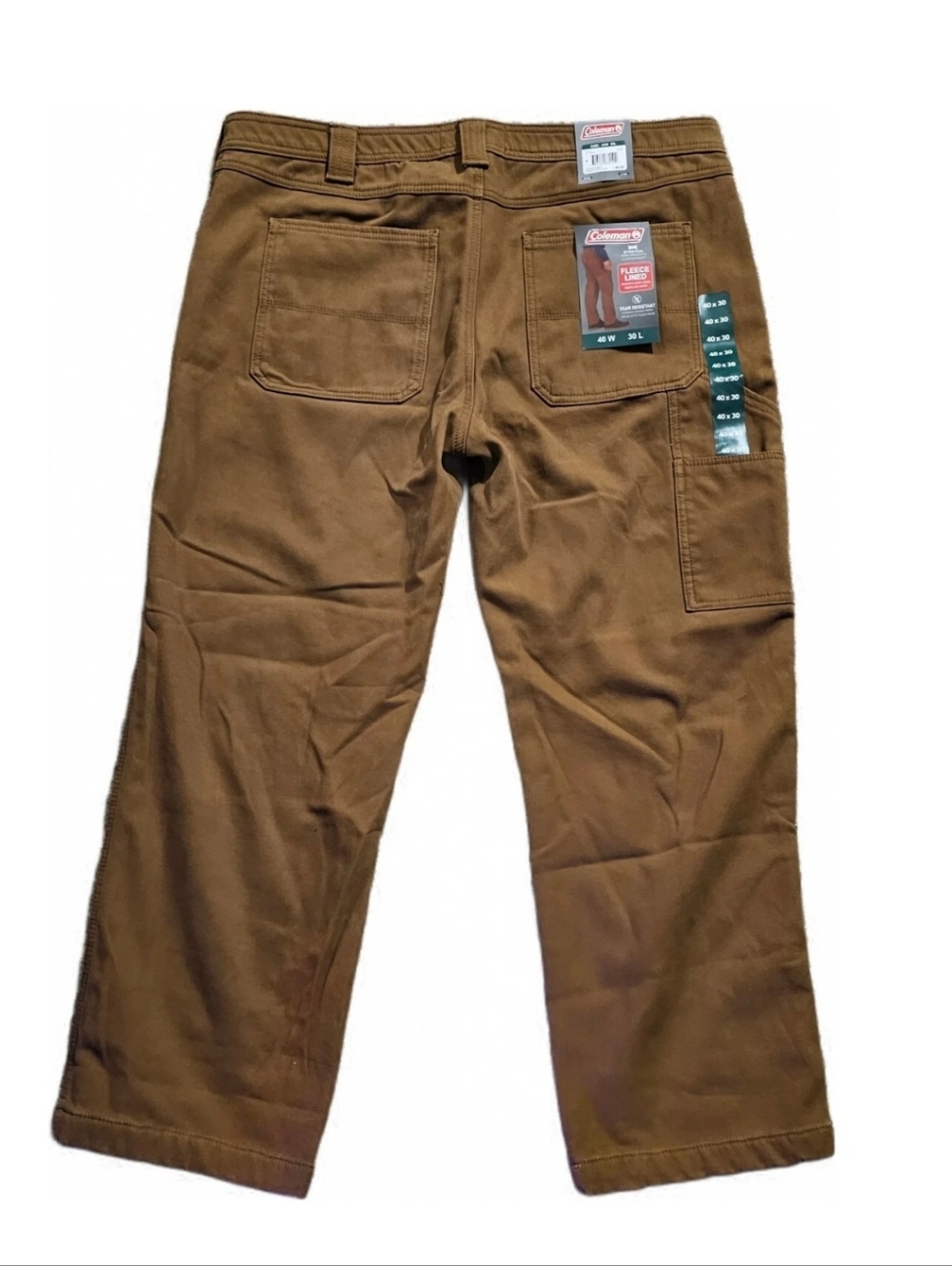 Coleman Jeans NWT Cargo Mens 40x30 Tan Canvas Fleece Hunt Gorpcore Hike